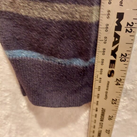 Claiborne Sweater Mens Large Blue Striped V-Neck Pullover career retro hipster - Picture 5 of 13